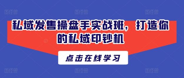 私域发售操盘手实战班,打造你的私域印钞机-51云资源