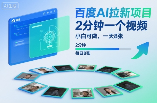 百度AI拉新项目，2分钟一个视频，小白可做，一天8张【附案例 保姆级教程】-51云资源