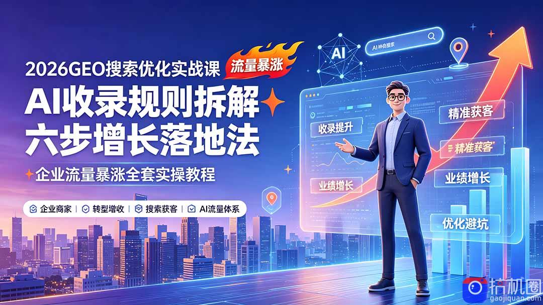 2026GEO搜索优化实战课：AI收录规则拆解｜六步增长落地法｜企业流量暴涨全套实操教程