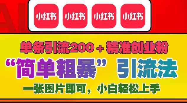 12月底小红书”简单粗暴“引流法，单条引流200 精准创业粉-51云资源