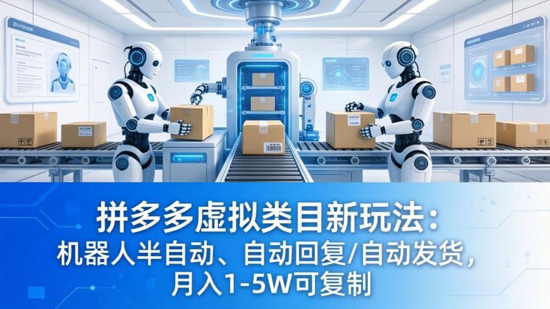 拼多多虚拟类目新玩法:机器人半自动、自动回复 /自动发货,月入 1-5W 可复制-51云资源
