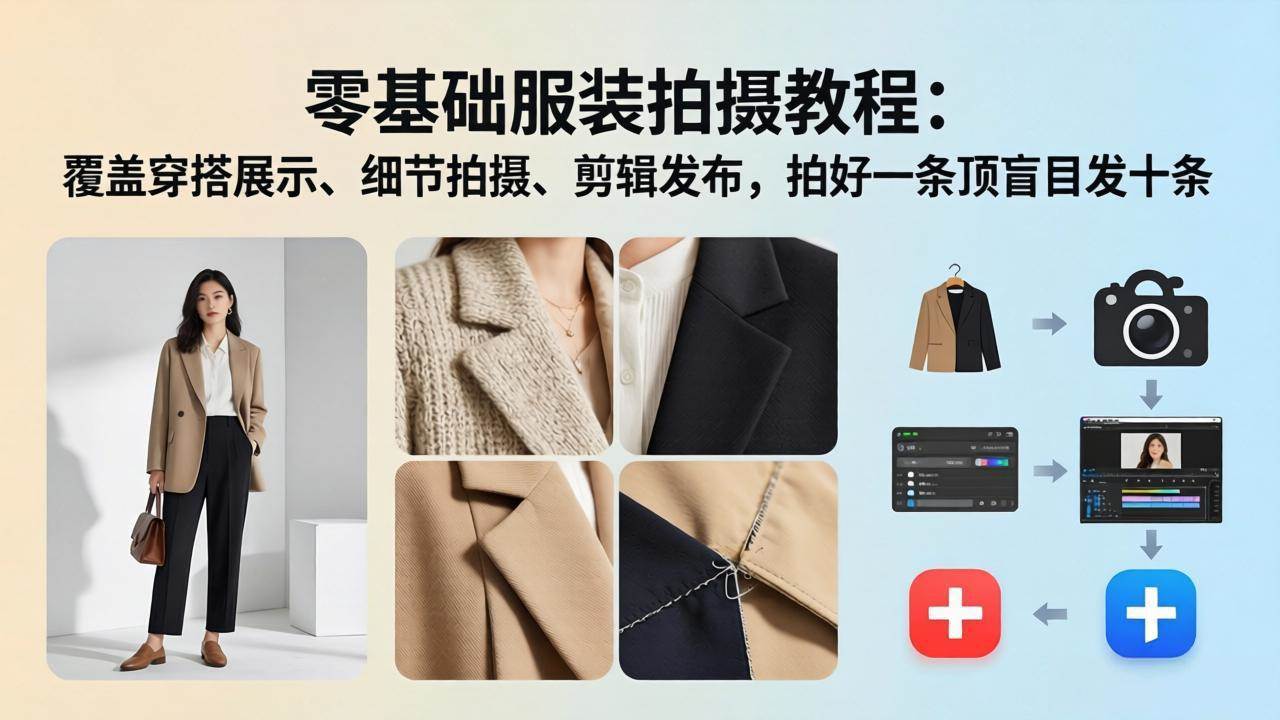 (17829期)零基础服装拍摄教程:覆盖穿搭展示、细节拍摄、剪辑发布,拍好一条顶盲目发十条