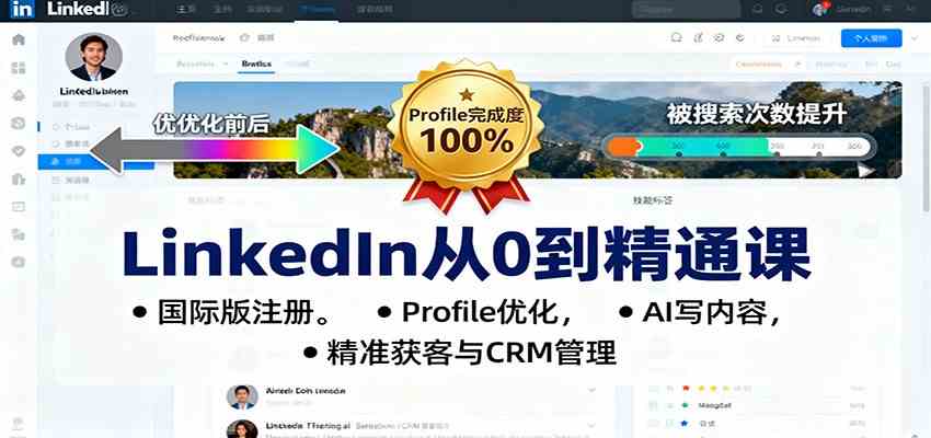 LinkedIn从0到精通课:国际版注册,Profile优化,AI写内容,精准获客与CRM管理-51云资源