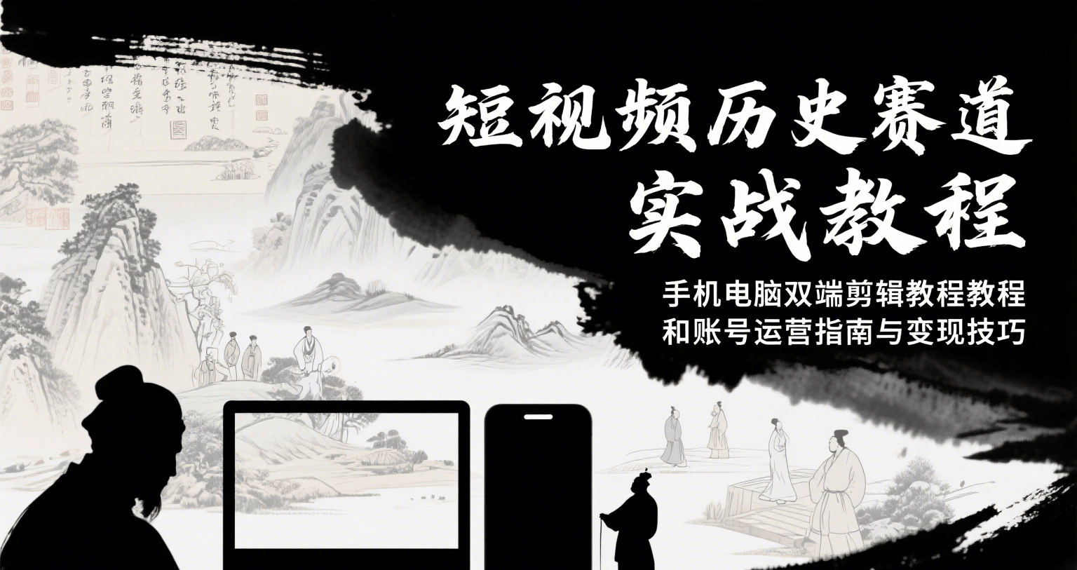 短视频历史赛道实战教程,手机电脑双端剪辑教程和账号运营指南与变现技巧