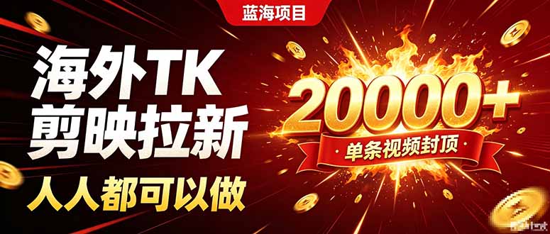 海外TK拉新新玩法，剪映就能做，不用经验不用粉丝，单条视频收益上限20000-51云资源