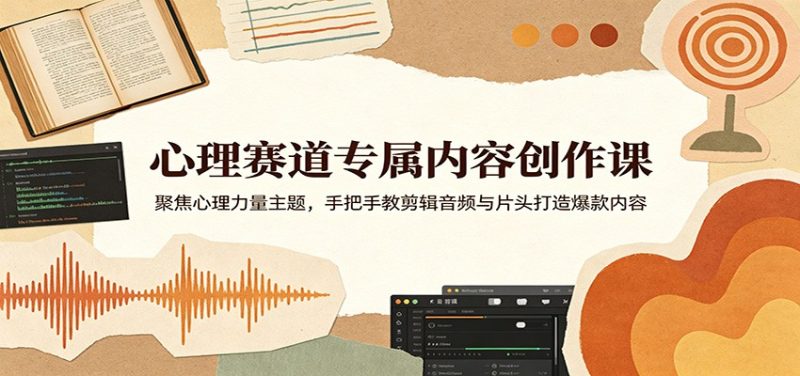 心理赛道专属内容创作课：聚焦心理力量主题，手把手教剪辑音频与片头打造爆款内容-51云资源