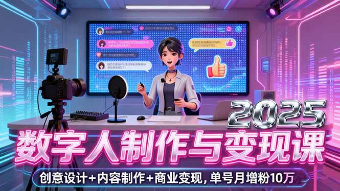 (16032期)2025数字人制作与变现课,创意设计 内容制作 商业变现,单号月增粉10万