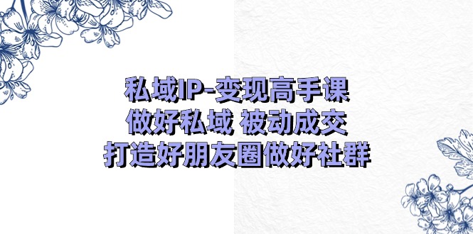私域IP变现高手课：做好私域被动成交，打造好朋友圈做好社群（18节）-51云资源