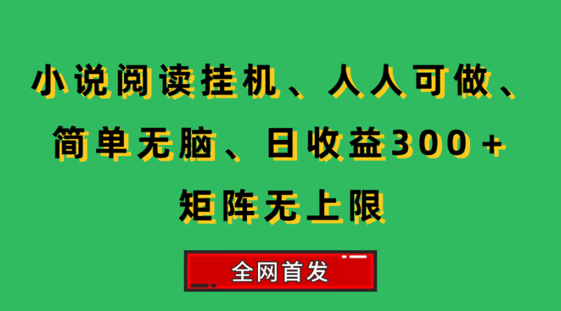 （15413期）小说挂机阅读，人人可做，简单无脑，一天收益300＋矩阵无限上-51云资源