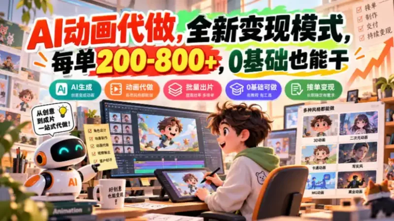 AI动画代做,全新变现模式,每单200-800 ,0基础也能干【揭秘】-51云资源