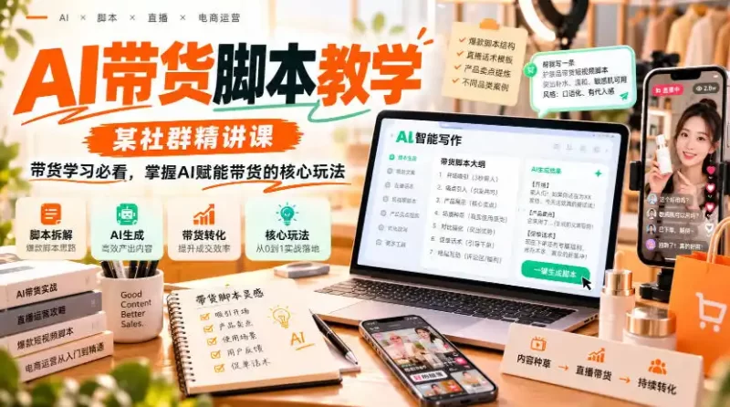 AI带货脚本教学,某社群精讲课,带货学习必看,掌握AI赋能带货的核心玩法-51云资源