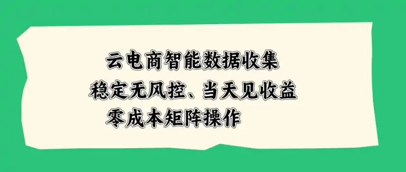 云电商智能数据收集，稳定无风控，当天见收益，零成本矩阵操作-51云资源