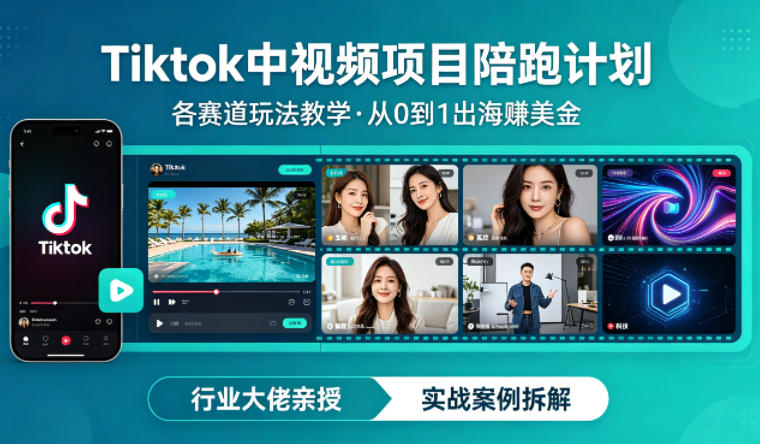 某大佬的Tiktok中视频项目陪跑,涵盖TK各个赛道玩法教学,从0到1出海賺美金-51云资源