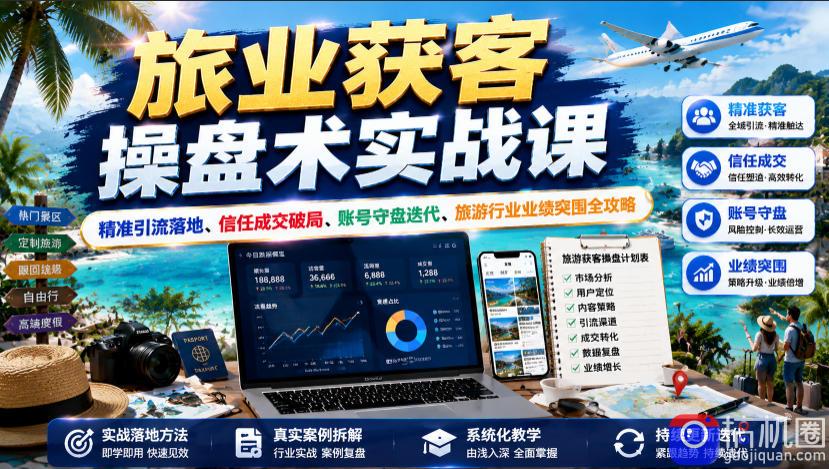 旅业获客操盘术实战课｜精准引流落地、信任成交破局、账号守盘迭代、旅游行业业绩突围全攻略