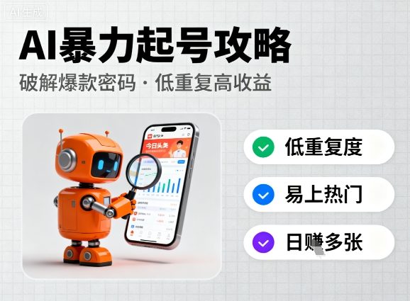 今日头条新玩法，AI暴力起号，重复度低，更容易爆，日入多张-51云资源