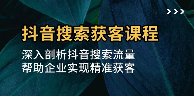 （13465期）抖音搜索获客课程：深入剖析抖音搜索流量，帮助企业实现精准获客-51云资源
