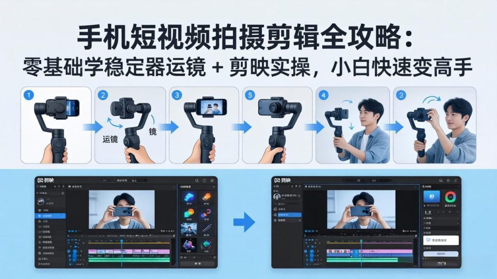 手机短视频拍摄剪辑全攻略：零基础学稳定器运镜   剪映实操，小白快速变高手-51云资源