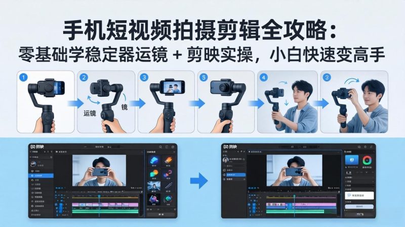 手机短视频拍摄剪辑全攻略：零基础学稳定器运镜   剪映实操，小白快速变高手-51云资源