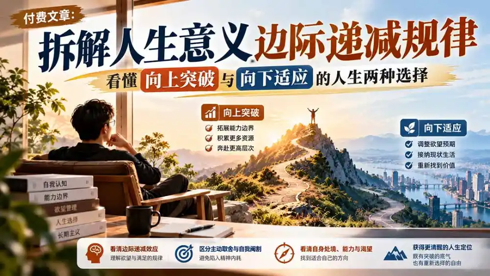 付费文章:拆解人生意义边际递减规律,看懂向上突破与向下适应的人生两种选择-51云资源