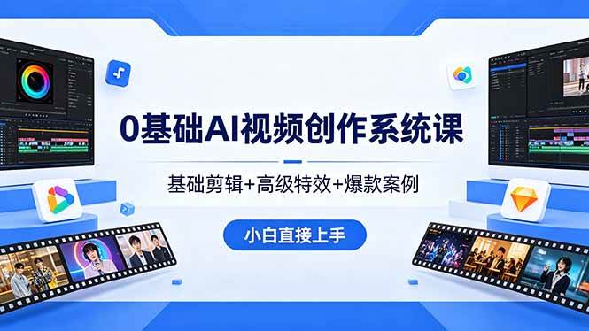 （18354期）0基础AI视频创作系统课，基础剪辑 高级特效 爆款案例，小白直接上手-51云资源