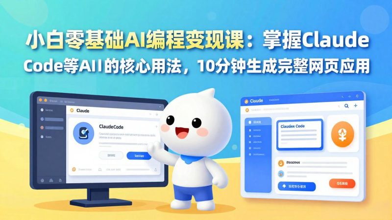 小白零基础AI编程变现课:掌握Claude Code等AI工具的核心用法,10分钟生成完整网页应用-51云资源