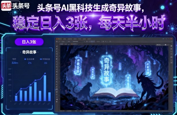 头条号AI黑科技生成奇异故事，稳定日入3张，每天半小时-51云资源