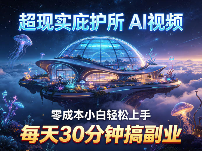 超现实庇护所AI视频项目拆解，零成本小白轻松上手，每天30分钟搞副业-51云资源