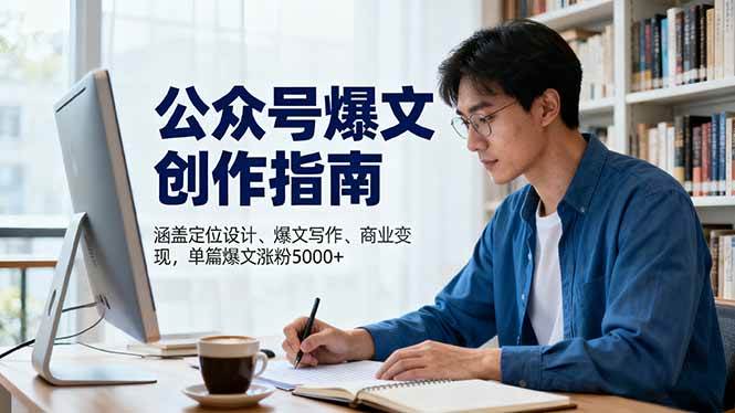 (16380期)公众号爆文创作指南,涵盖定位设计 爆文写作 商业变现,单篇爆文涨粉5000