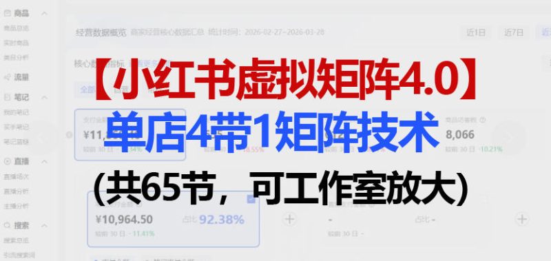 小红书虚拟矩阵4.0技术:单店4带1矩阵(共65节,可工作室放大)-51云资源