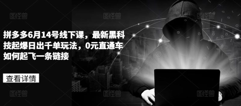 拼多多6月14号线下课,最新黑科技起爆日出千单玩法,0元直通车如何起飞一条链接-51云资源