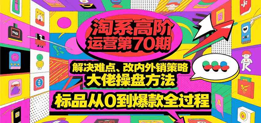 淘系高阶运营第70期,解决难点、改内外销策略,大佬操盘方法,标品从0到爆款全过程-51云资源