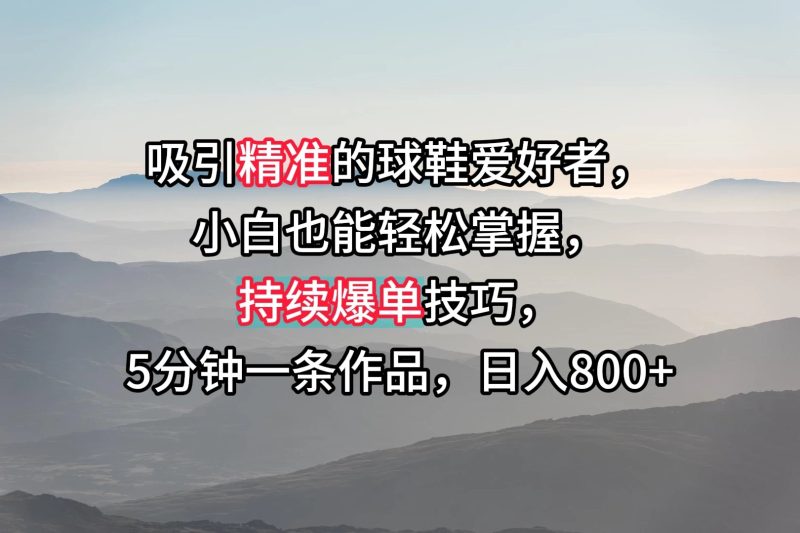 吸引精准的球鞋爱好者,小白也能轻松掌握,持续爆单技巧,5分钟一条作品,日入800-51云资源