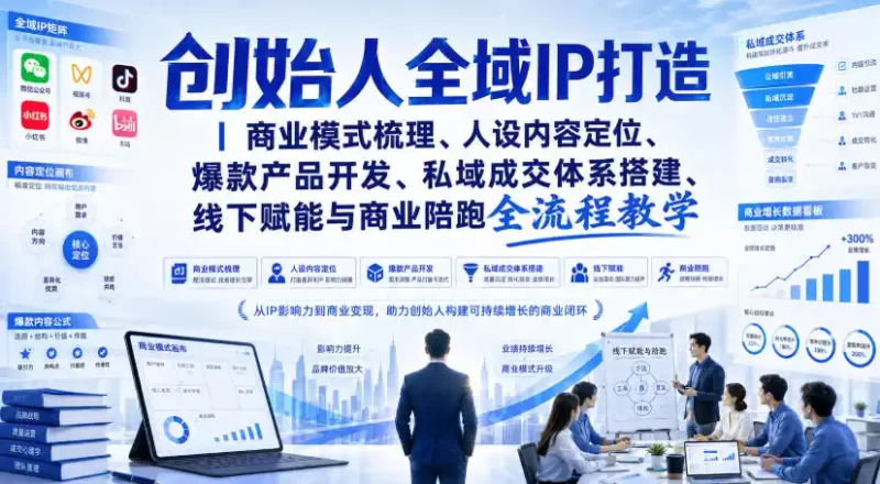 创始人全域IP打造|商业模式梳理、人设内容定位、爆款产品开发、私域成交体系搭建、线下赋能与商业陪跑全流程教学-51云资源