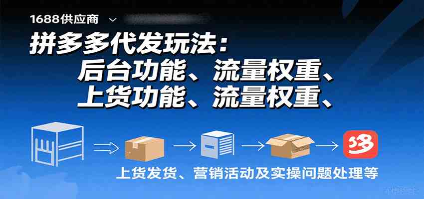 拼多多代发玩法：后台功能、流量权重、上货发货、营销活动及实操问题处理等