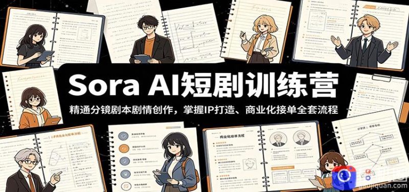 Sora AI短剧训练营:精通分镜剧本剧情创作,掌握IP打造、商业化接单全套流程-51云资源