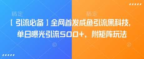 【引流必备】全网首发咸鱼引流黑科技，单日曝光引流500 ，附矩阵玩法【揭秘】-51云资源