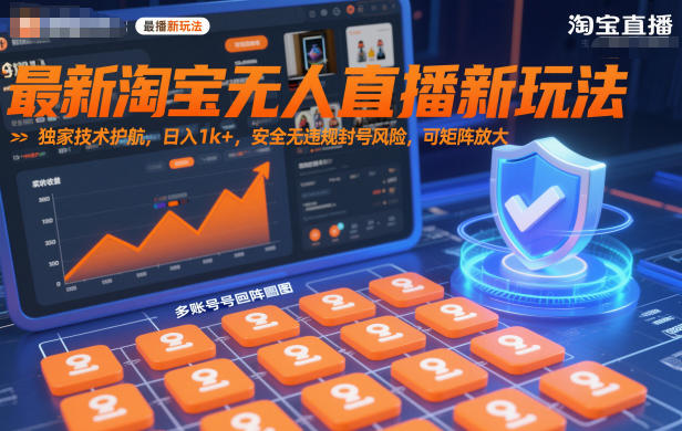 最新淘宝无人直播新玩法,独家技术护航,日入1k ,安全无违规封号风险,可矩阵放大【揭秘】-51云资源