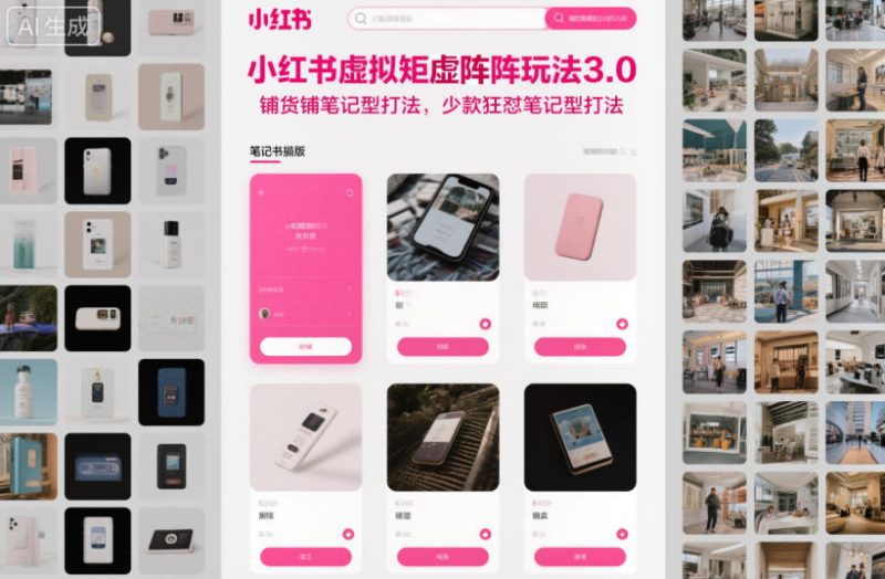 小红书虚拟矩阵玩法3.0,铺货铺笔记型打法,少款狂怼笔记型打法-51云资源