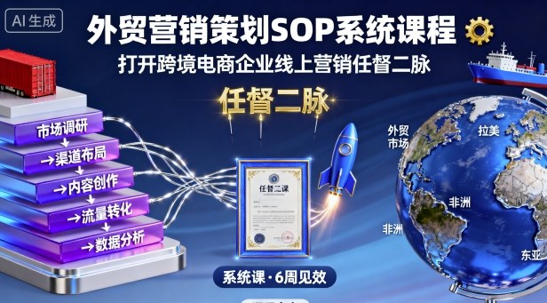 外贸营销策划SOP系统课程,打开跨境电商企业线上营销任督二脉-51云资源