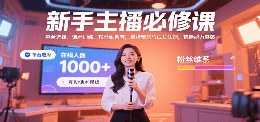 新手主播必修课:平台选择、话术训练、粉丝维系等,解析禁忌与成长法则,突破直播能力-51云资源