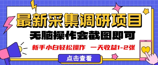 新版采集调研项目，截图上传即可，无脑操作，日收益1-2张-51云资源