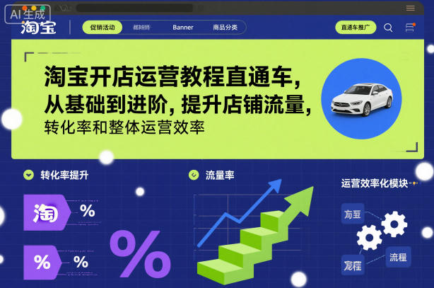 淘宝开店运营教程直通车，从基础到进阶，提升店铺流量，转化率和整体运营效率（更新26年4月20日）-51云资源