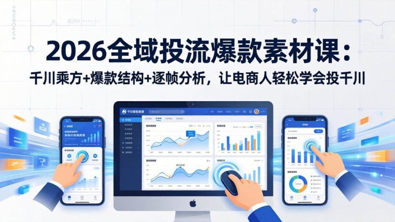 (17705期)2026全域投流爆款素材课:千川乘方 爆款结构 逐帧分析,让电商人轻松学会投千川-51云资源
