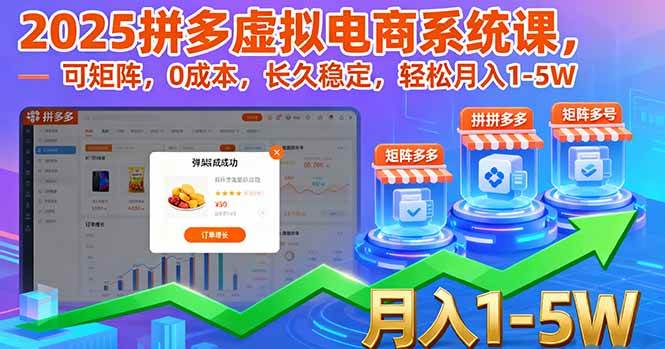 （16088期）2025拼多多虚拟电商系统课，可矩阵，0成本，长久稳定，轻松月入1-5W-51云资源