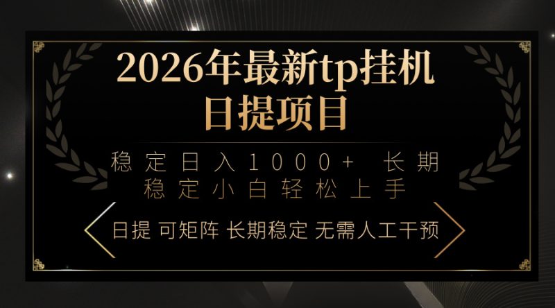 2026年最新tp挂机日提项目：稳定日入1000 小白轻松上手-51云资源