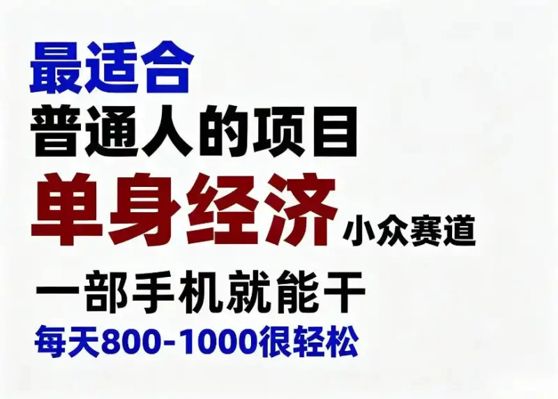身经济小众赛道,一部手机就能干,每天搞个800-1000很轻松,最适合普通人的项目【揭秘】-51云资源