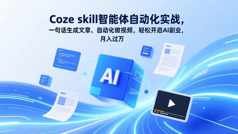 Coze skill智能体自动化实战,一句话生成文章、自动化做视频,轻松开启AI副业,月入过万-51云资源