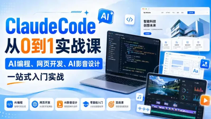 Claude Code从0到1实战课,AI编程、网页开发、AI影音设计一站式入门实战(更新)-51云资源