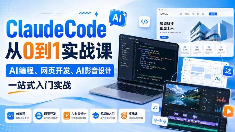 Claude Code从0到1实战课，AI编程、网页开发、AI影音设计一站式入门实战(更新)-51云资源