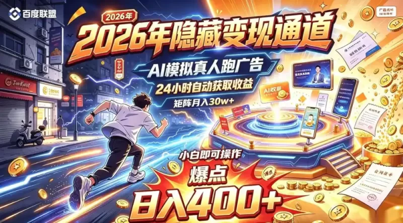 2026年别死磕自媒体，隐藏变现通道，AI模拟真人自动跑广告，小白即可操作，日入400 ，矩阵月入可达到30w 【揭秘】-51云资源